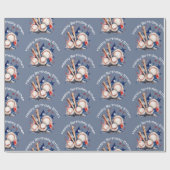 Gelukkige Verjaardagspatroon Naam Blauwe Rode Vlee Cadeaupapier (Vlak)