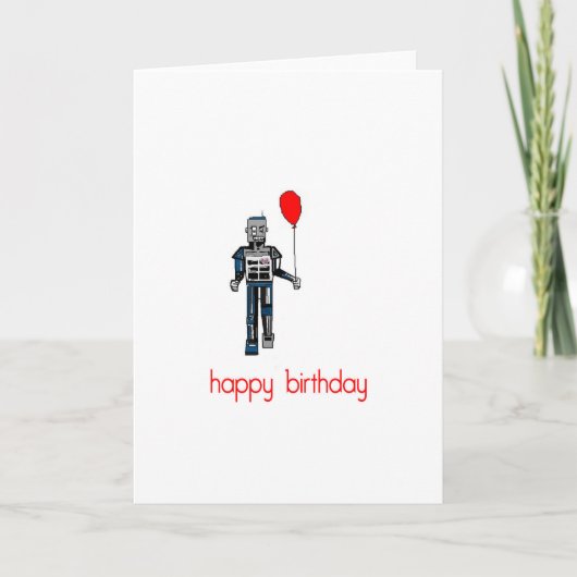 Gelukkige verjaardagsrobot met ballon kaart (Voorkant)