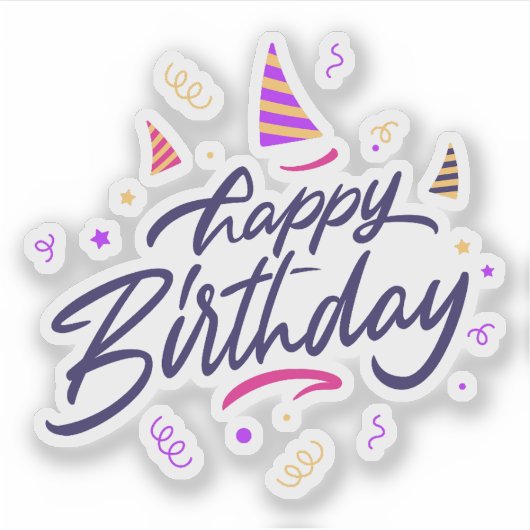 Gelukkige verjaardagssticker sticker (Voorkant)