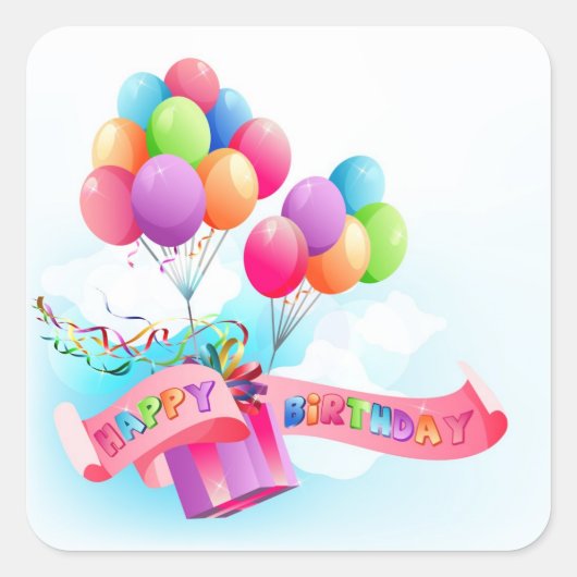Gelukkige verjaardagssticker vierkante sticker (Voorkant)