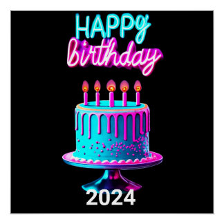 Gelukkige Verjaardagstaart 2024 Bday Party Custom Perfect Poster