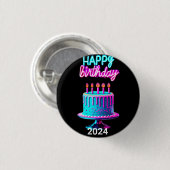 Gelukkige Verjaardagstaart 2024 Bday Party Custom Ronde Button 3,2 Cm (Voorkant /achterkant)