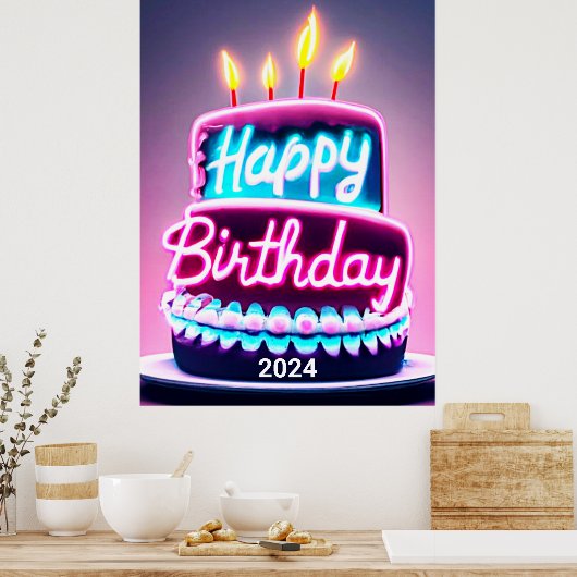 Gelukkige Verjaardagstaart 2024 Dagfeest Poster (Keuken)