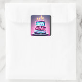 Gelukkige Verjaardagstaart 2024 Dagfeest Vierkante Sticker (Tas)