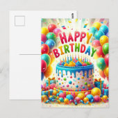 Gelukkige verjaardagstaart briefkaart (Voorkant / Achterkant)
