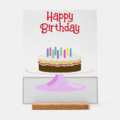 Gelukkige Verjaardagstaart en kaarsen acryl teken Acryl Bord (Voorkant)