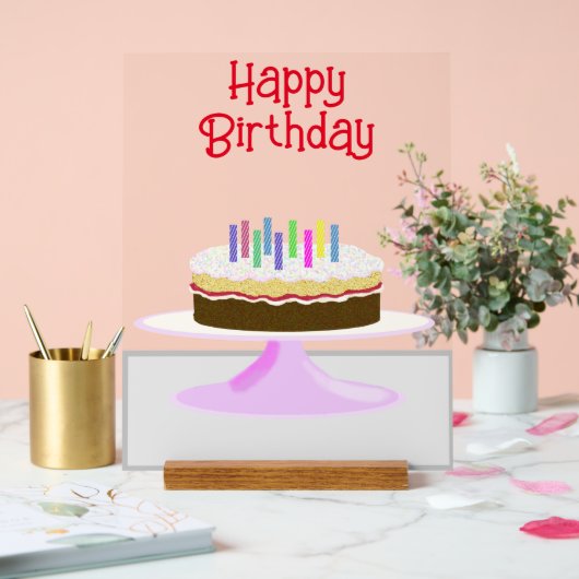 Gelukkige Verjaardagstaart en kaarsen acryl teken Acryl Bord (Huwelijk)