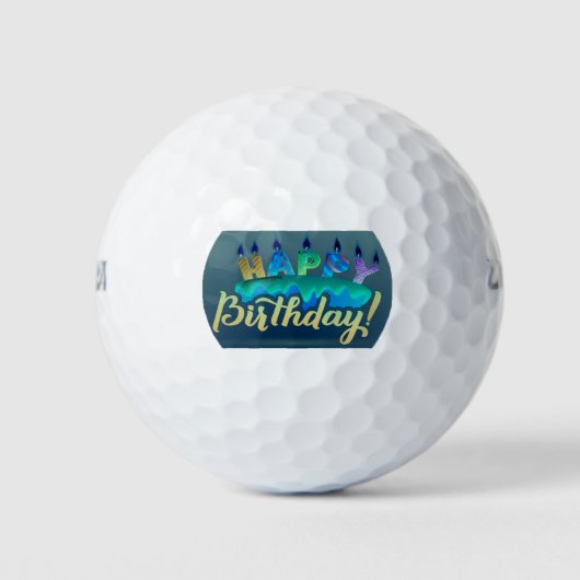*** GELUKKIGE VERJAARDAGSTAART EN KAARSEN *** GOLF GOLFBALLEN (Voorkant)