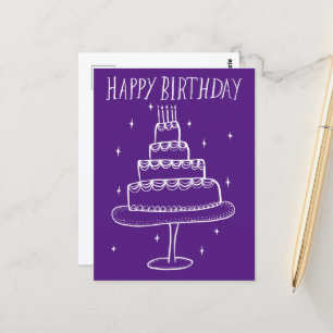 Gelukkige Verjaardagstaart grillige Schets Doodle Briefkaart