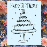 Gelukkige Verjaardagstaart grillige Schets Doodle Briefkaart<br><div class="desc">Zoete tekening van een schattige taart om iemand een gelukkige verjaardag te wensen! Klik op "bewerken met behulp van design tool" om de lettertypen, kleuren en plaatsingen aan te passen. U kunt ook de achtergrondkleur wijzigen of mijn winkel controleren voor meer kleuropties. Aanpassen met uw eigen tekst. Check mijn winkel...</div>