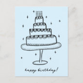 Gelukkige Verjaardagstaart grillige Schets Doodle Briefkaart (Voorkant)