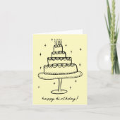 Gelukkige Verjaardagstaart grillige Schets Doodle Kaart (Voorkant)