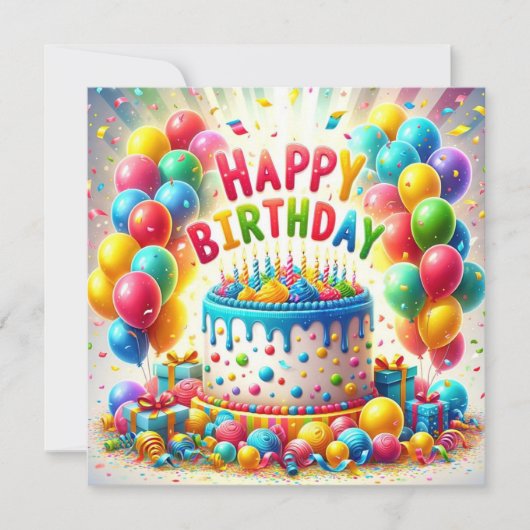 Gelukkige verjaardagstaart kaart (Voorkant)