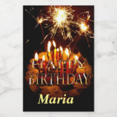 Gelukkige verjaardagstaart met sterretjes, wijn etiket (Enkel label)