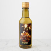 Gelukkige verjaardagstaart met sterretjes, wijn etiket (Voorkant)