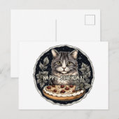 Gelukkige Verjaardagstaart schattige kat Briefkaart (Voorkant / Achterkant)