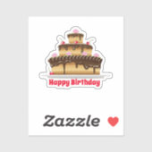 Gelukkige verjaardagstaart sticker (Vel)