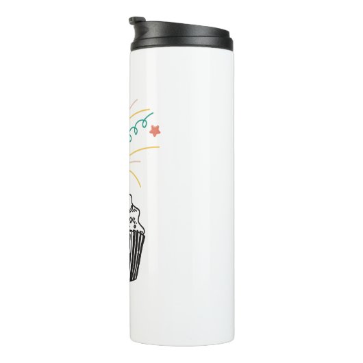 Gelukkige verjaardagstaart thermosbeker (Geroteerd rechts)