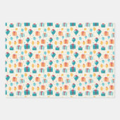 Gelukkige Verjaardagstaarten Ballons Patroon Gift Inpakpapier Vel (Voorkant 3)