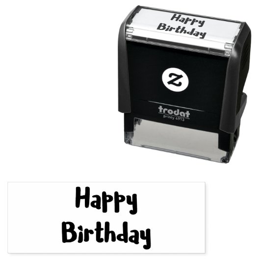 Gelukkige Verjaardagstekst Hartpictogram voor Amba Zelfinktende Stempel (In situ)