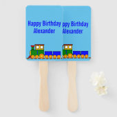 Gelukkige Verjaardagstrein en Naam Handwaaier (Voorkant en achterkant)