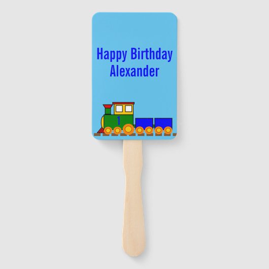 Gelukkige Verjaardagstrein en Naam Handwaaier (Achterkant)