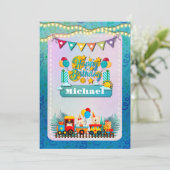 Gelukkige Verjaardagstrein met Leuke Dieren Wensen (Staand voorkant)