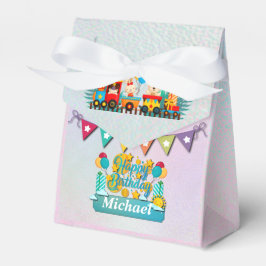 Gelukkige Verjaardagstrein met Leuke Dieren Wensen Bedankdoosjes