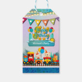 Gelukkige Verjaardagstrein met Leuke Dieren Wensen Cadeaulabel (Voorkant)