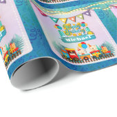 Gelukkige Verjaardagstrein met Leuke Dieren Wensen Cadeaupapier (Rol Hoek)