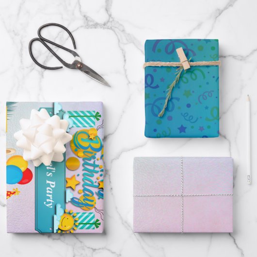 Gelukkige Verjaardagstrein met Leuke Dieren Wensen Inpakpapier Vel (Voorkant)