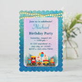 Gelukkige Verjaardagstrein met Leuke Dieren Wensen Kaart (Staand voorkant)