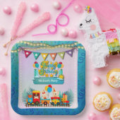 Gelukkige Verjaardagstrein met Leuke Dieren Wensen Papieren Bordje (Feest)