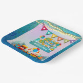 Gelukkige Verjaardagstrein met Leuke Dieren Wensen Papieren Bordje (Gebogen)