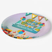 Gelukkige Verjaardagstrein met Leuke Dieren Wensen Papieren Bordje (Gekanteld)