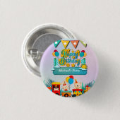 Gelukkige Verjaardagstrein met Leuke Dieren Wensen Ronde Button 3,2 Cm (Voorkant /achterkant)