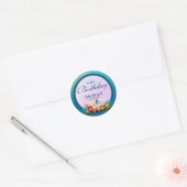 Gelukkige Verjaardagstrein met Leuke Dieren Wensen Ronde Sticker (Envelop)