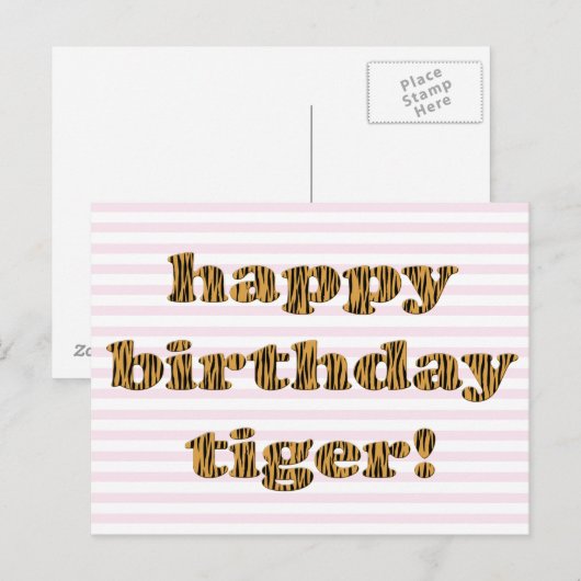 Gelukkige verjaardagsttijger! Fun Tiger Print Brie Briefkaart (Voorkant / Achterkant)