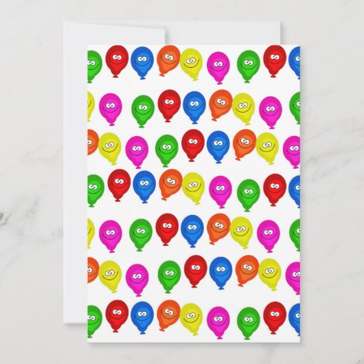 Gelukkige Verjaardagsuitnodiging Kleurrijke Ballon Kaart (Voorkant)
