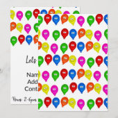 Gelukkige Verjaardagsuitnodiging Kleurrijke Ballon Kaart (Voorkant / Achterkant)