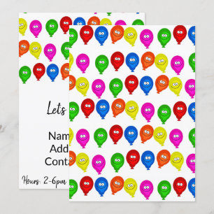 Gelukkige Verjaardagsuitnodiging Kleurrijke Ballon Kaart