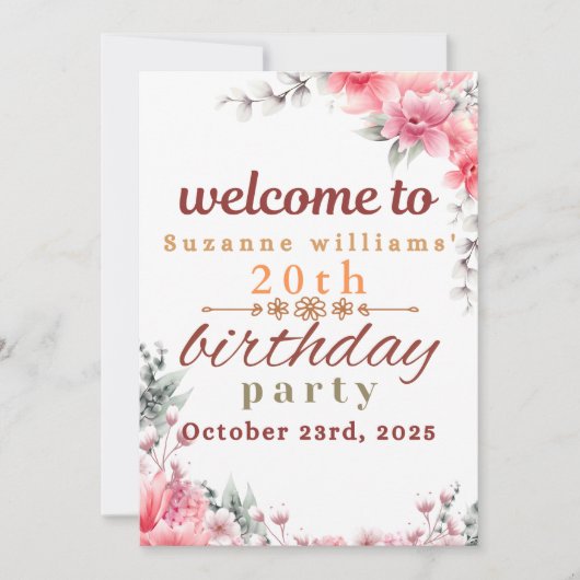 Gelukkige verjaardagsuitnodigingskaart kaart (Voorkant)