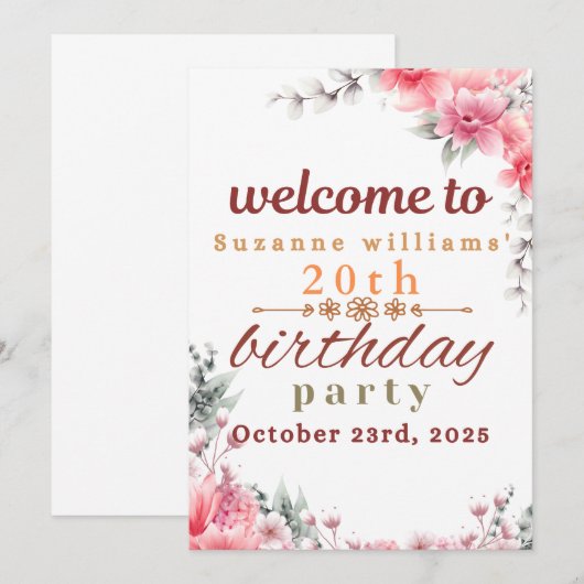 Gelukkige verjaardagsuitnodigingskaart kaart (Voorkant / Achterkant)