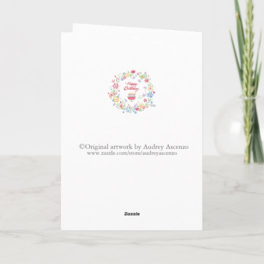 Gelukkige Verjaardagsveld Bloemkrans Special Joyfu Kaart (Achterkant)