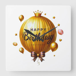 Gelukkige Verjaardagswens Vierkante Klok