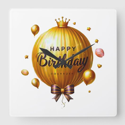 Gelukkige Verjaardagswens Vierkante Klok (Voorkant)