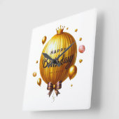 Gelukkige Verjaardagswens Vierkante Klok (Hoek)