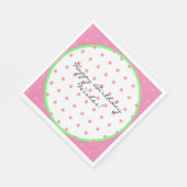 Gelukkige Verjaardagswensen Groene Roze Polka Dots Servet (Hoek)