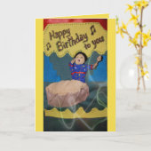 Gelukkige Verjaardagszanger Kaart (Gele Bloem)