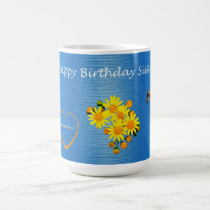 Gelukkige Verjaardagszus Floral Butterfly Koffiemok